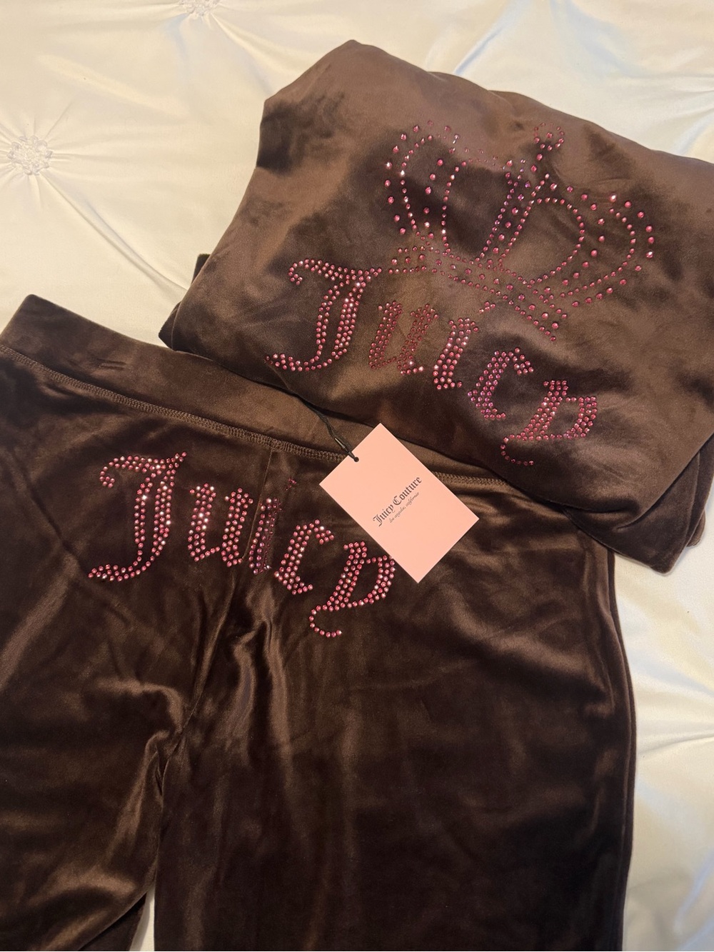 BNWT dark brown and pink Juicy Couture rhinestone tracksuit